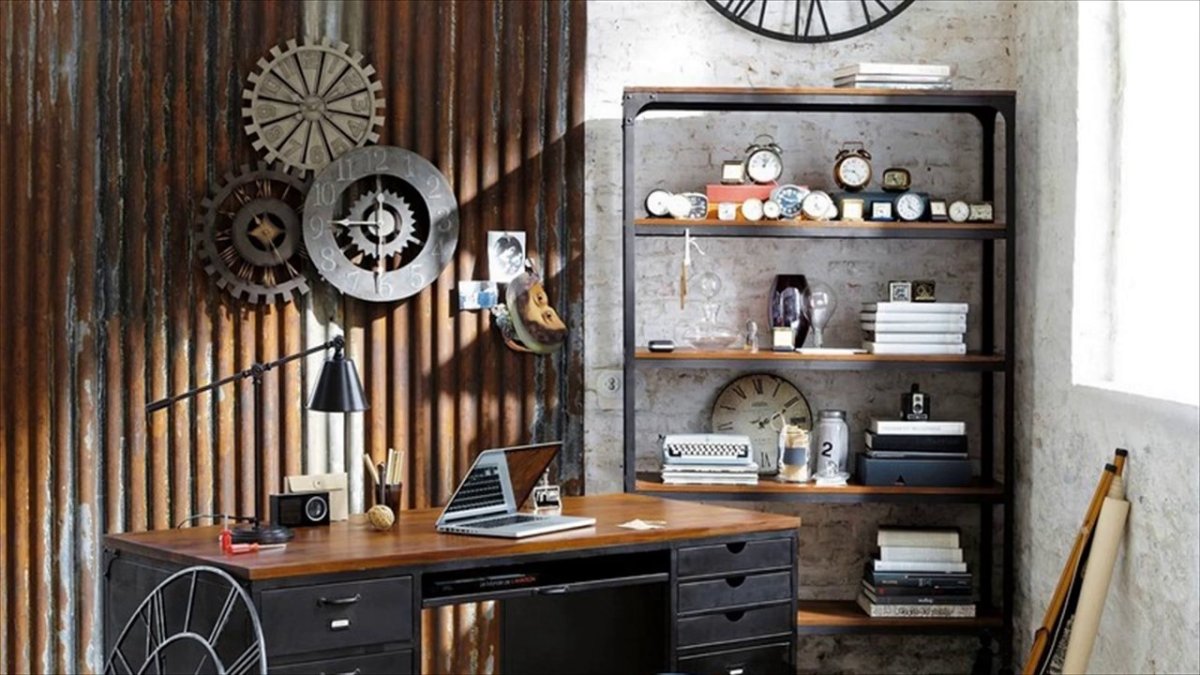 Стеллаж в стимпанк интерьере