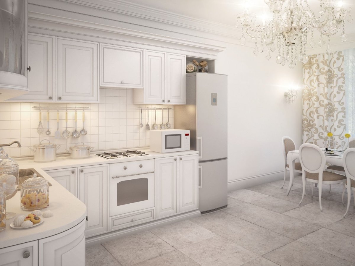 Светло желтые стены на кухне