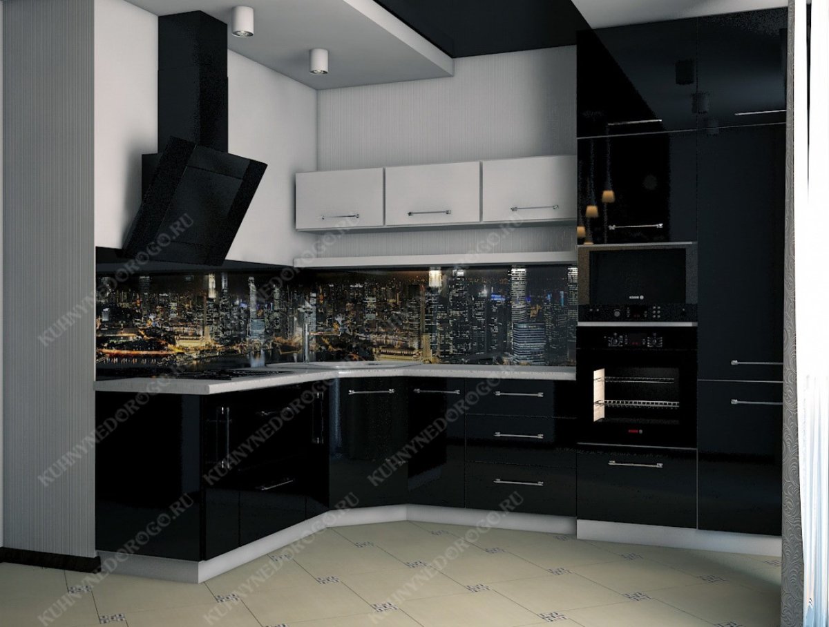 Кухня с черной плитой