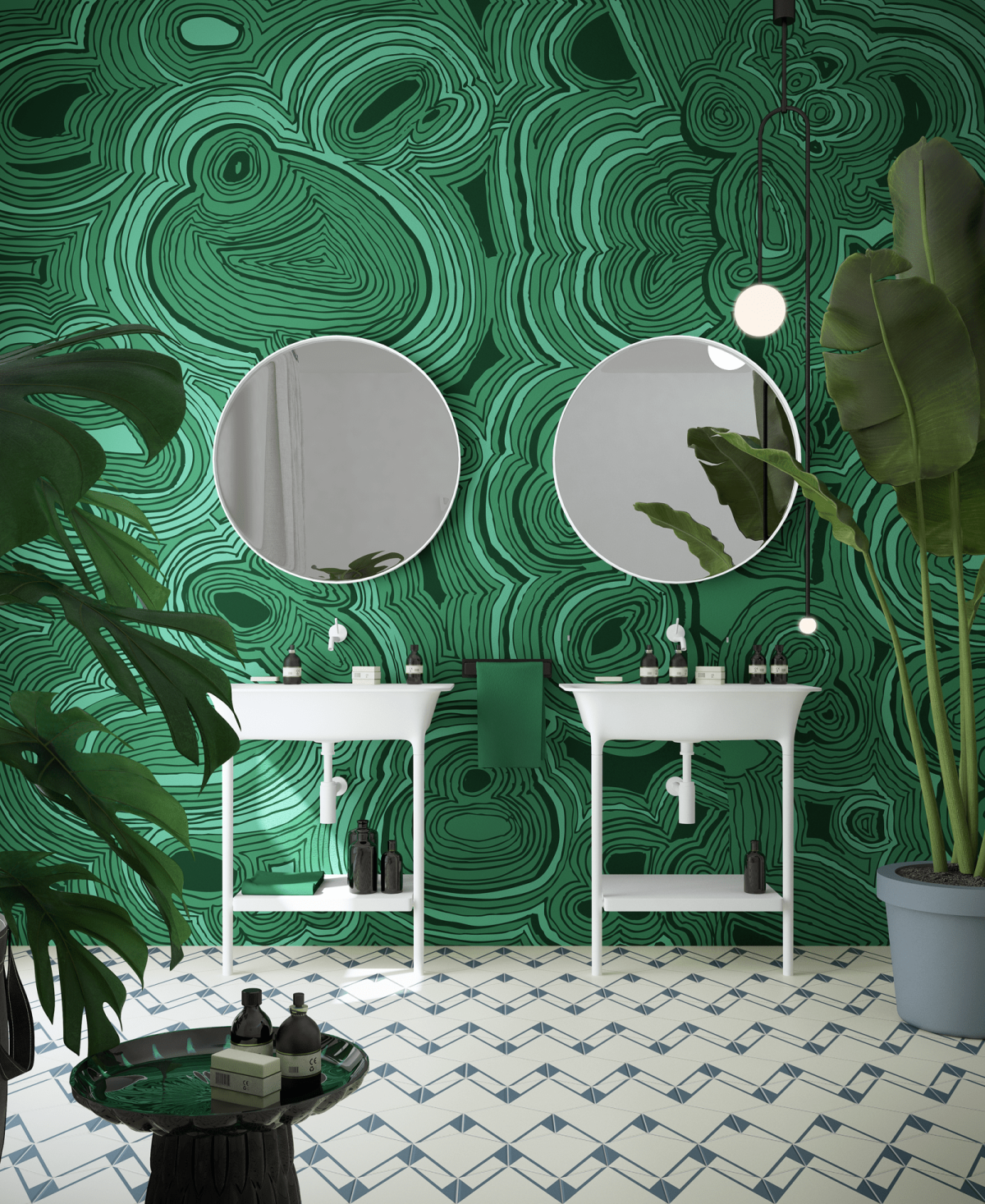 Малахитовые обои для стен