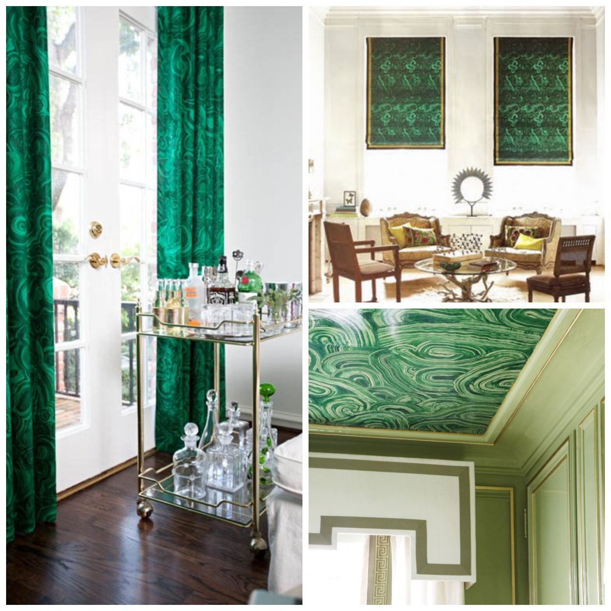 Цвет малахит в интерьере