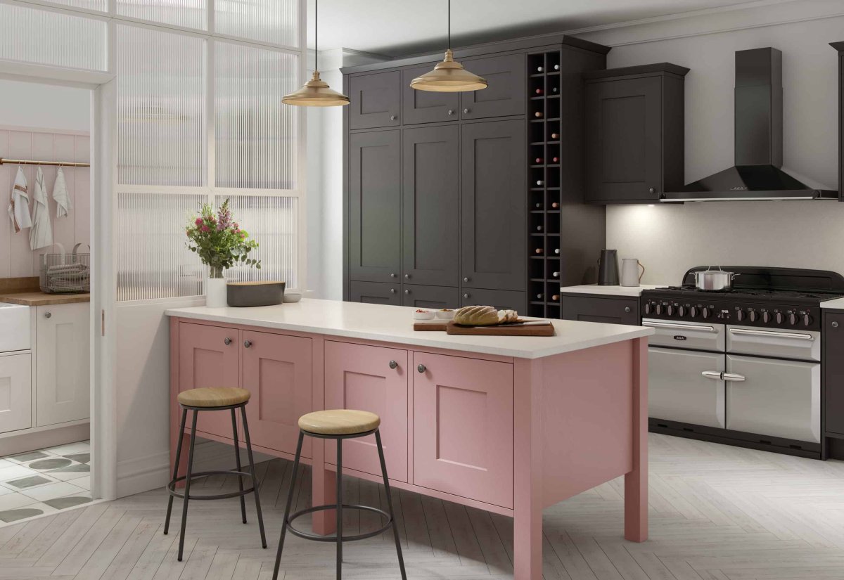 Кухня цвета пыльной розы
