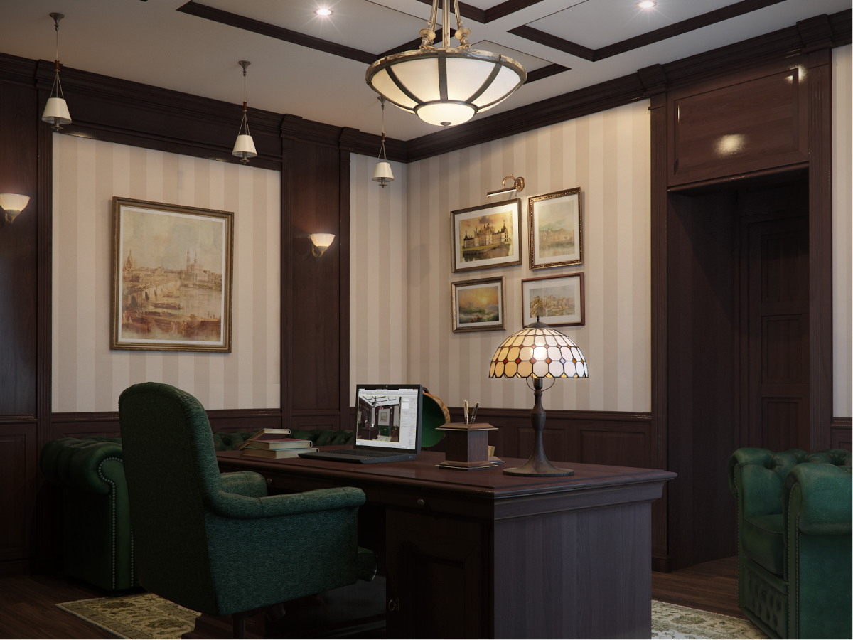 Интерьер кабинета в колониальном стиле