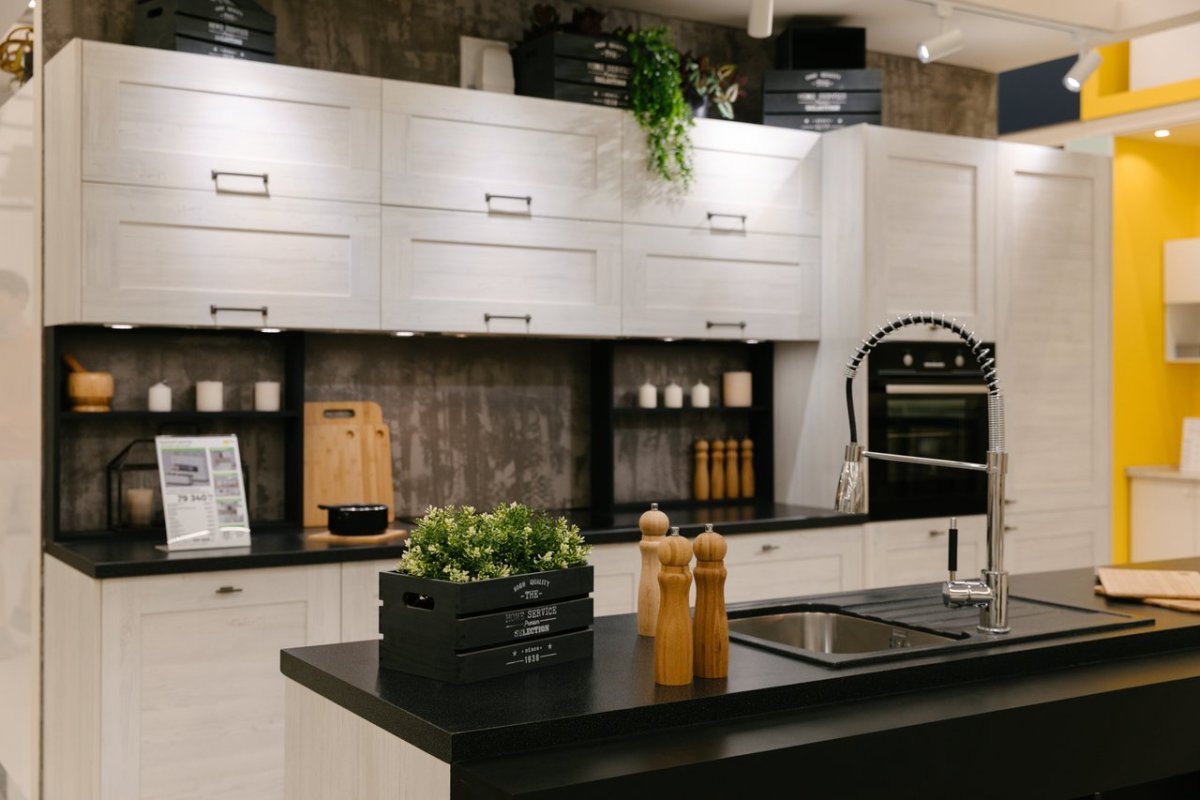 Обои на кухню синий Леруа Мерлен