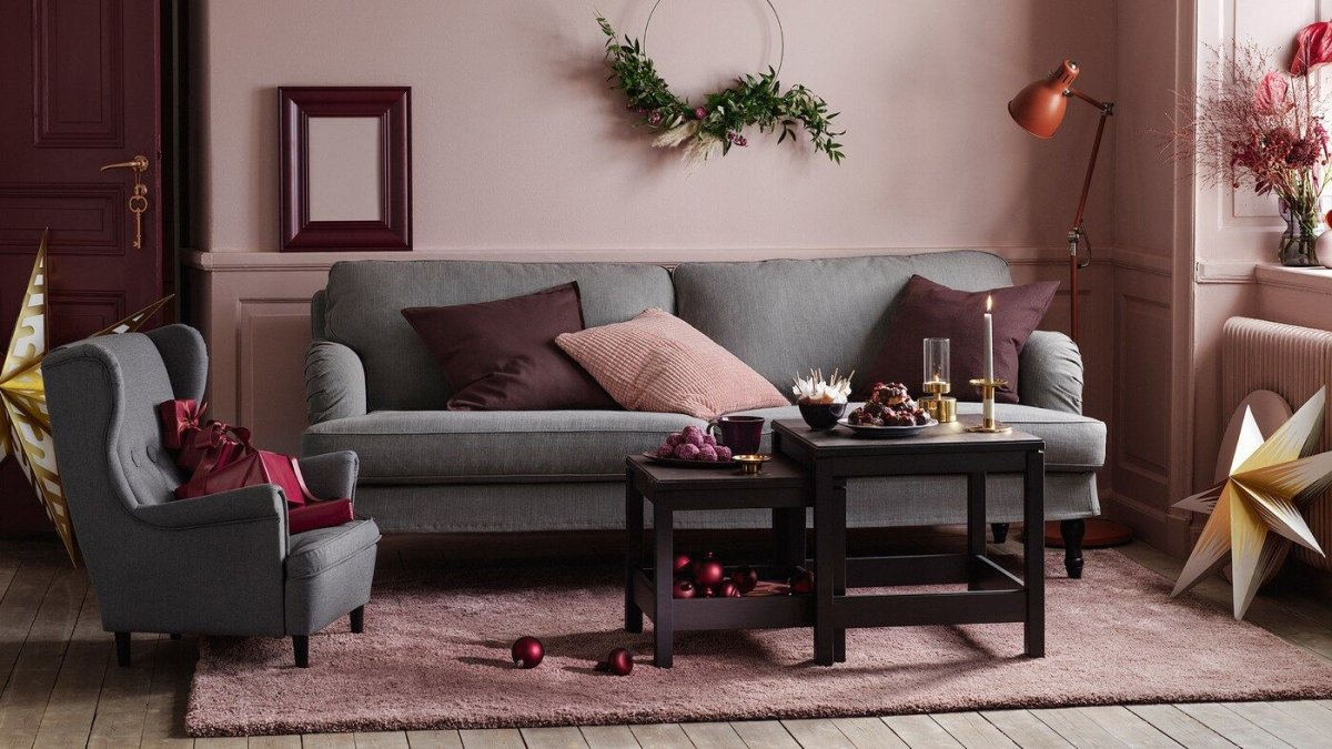 Малиновые стены в интерьере