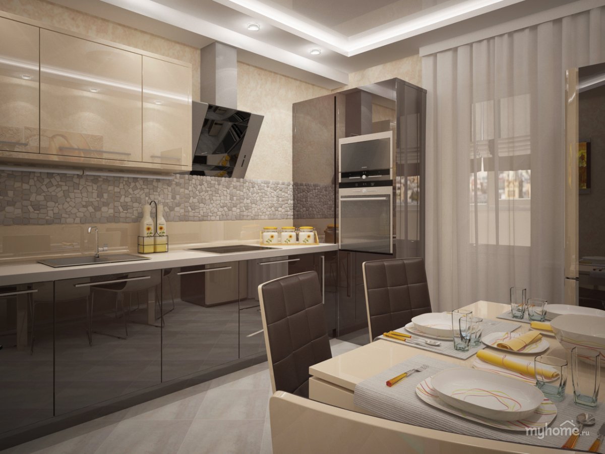 Бежевые кухни в современном стиле
