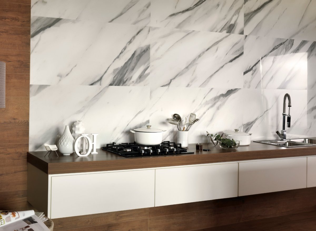 Плитка для кухни на фартук мрамор