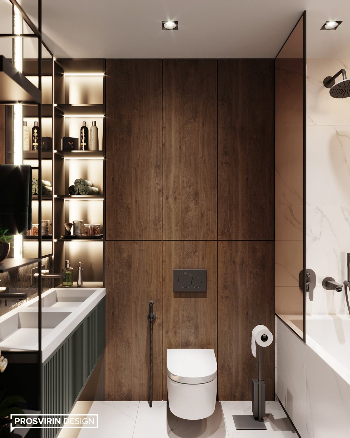 Интерьер узкого туалета