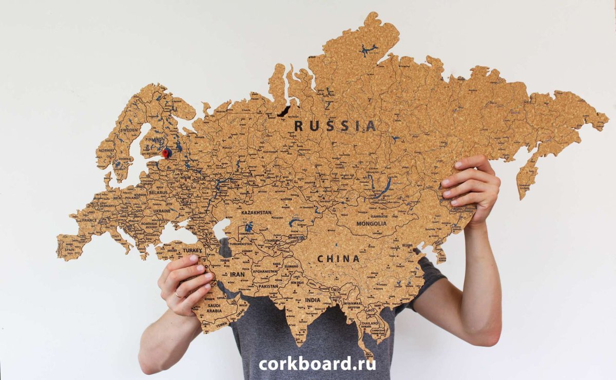 Карта мира из пробки на стену с подсветкой
