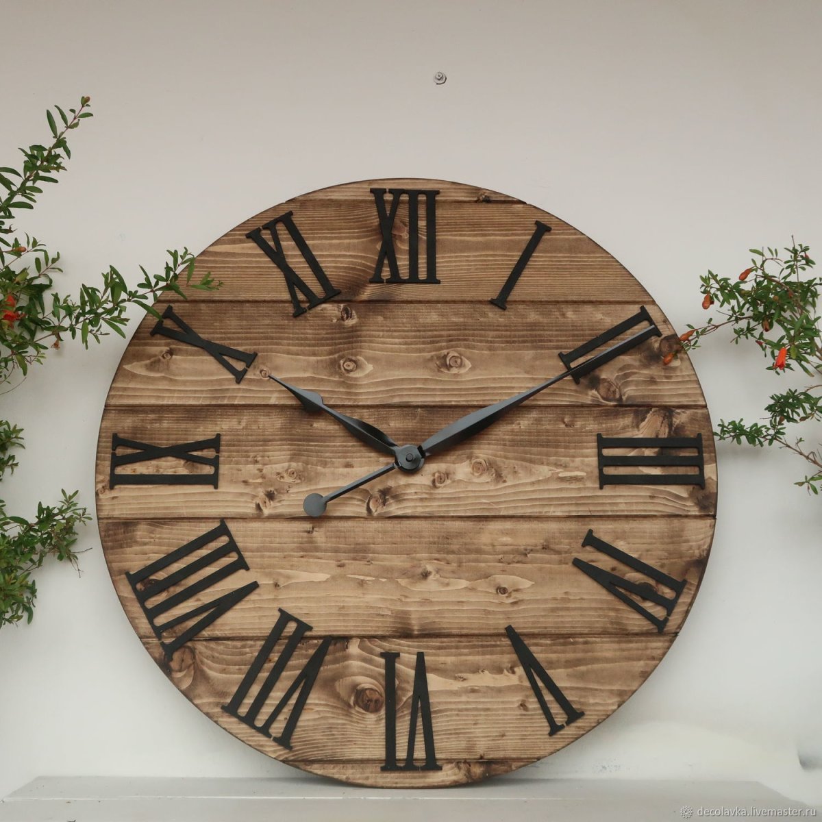 Деревянные часы настенные интерьерные сэндвич панели