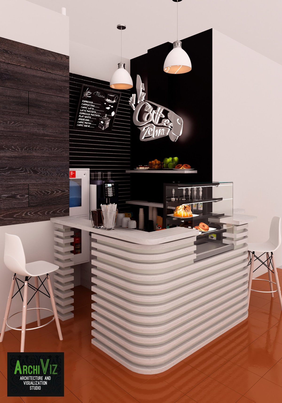 Желтый интерьер кафе