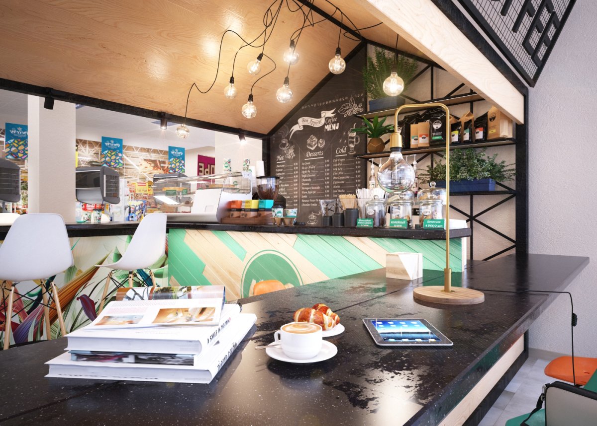 Мини кофейня в стиле лофт
