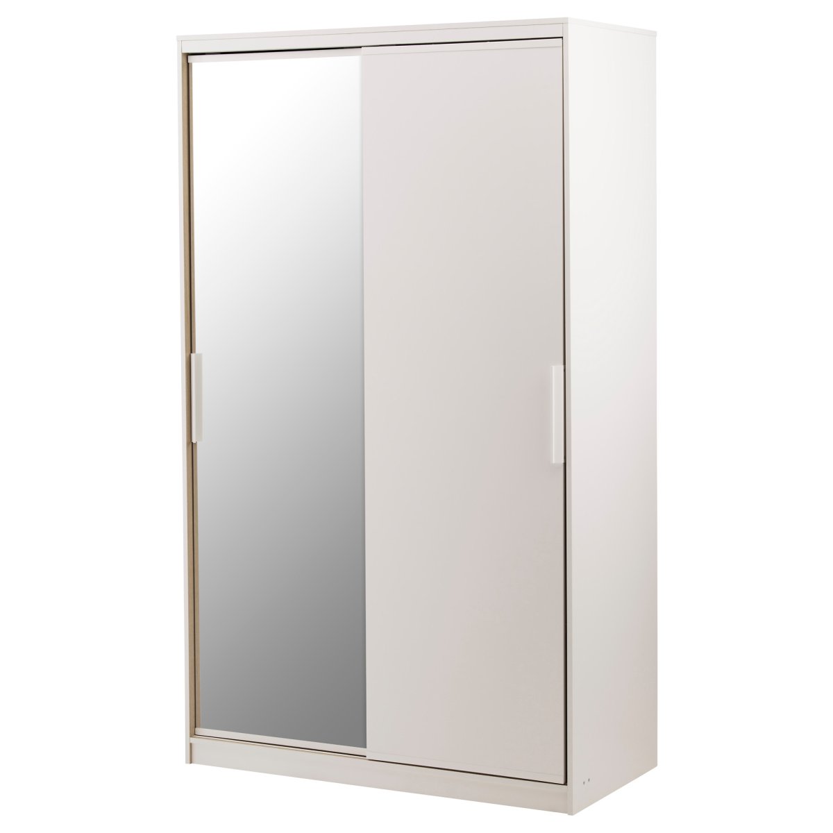 Белая гардеробная с зеркальным шкафом купе