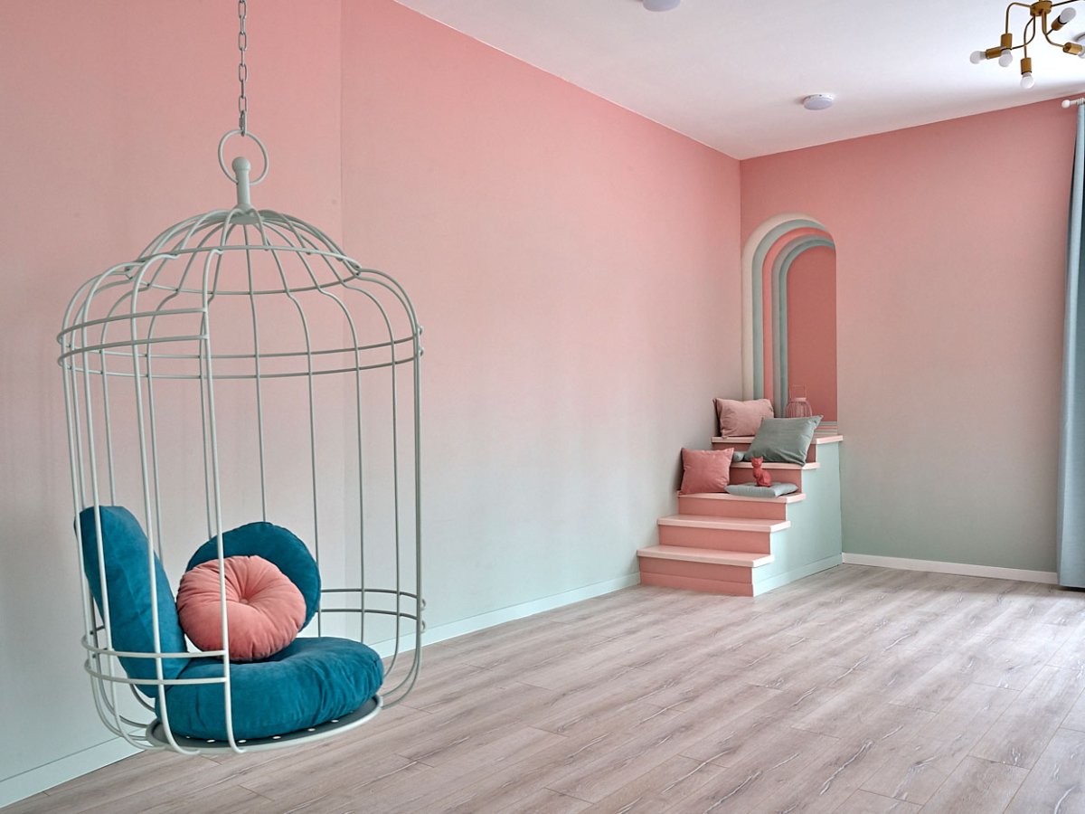 Градиент на стенах в интерьере