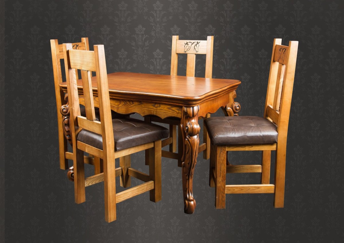 Стол массив раздвижной со стульями