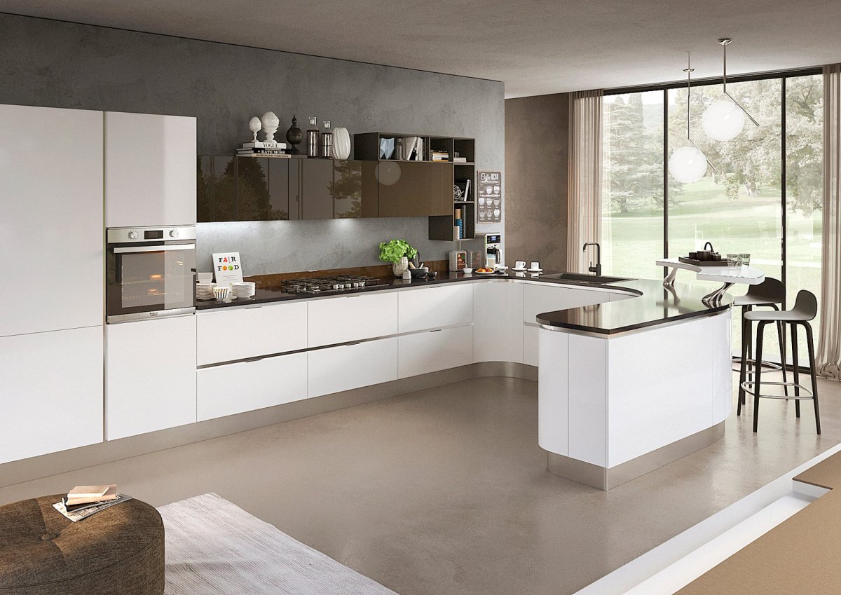 Кухня с фасадами под бетон