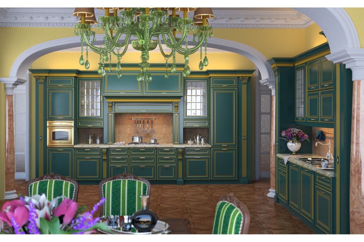 Кухня малахитового цвета