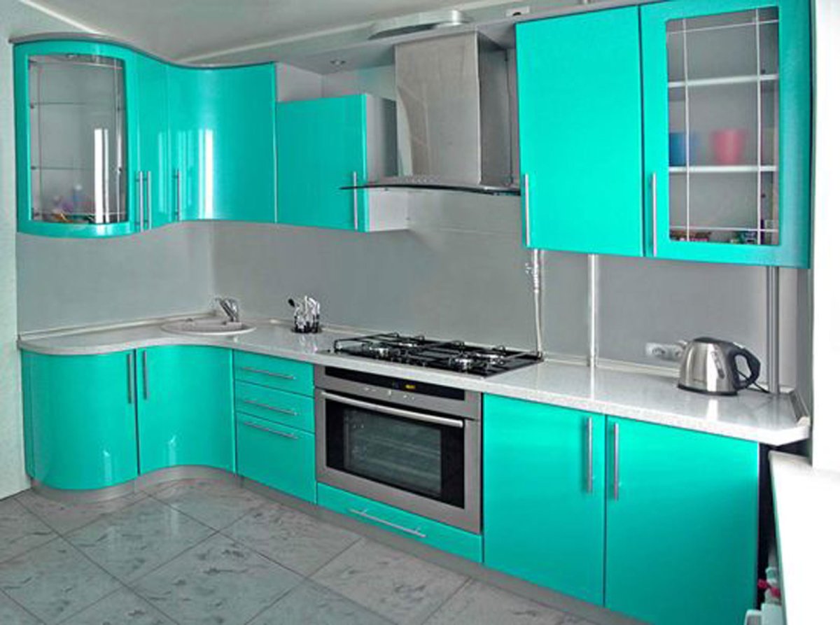 Кухня София олива бирюза