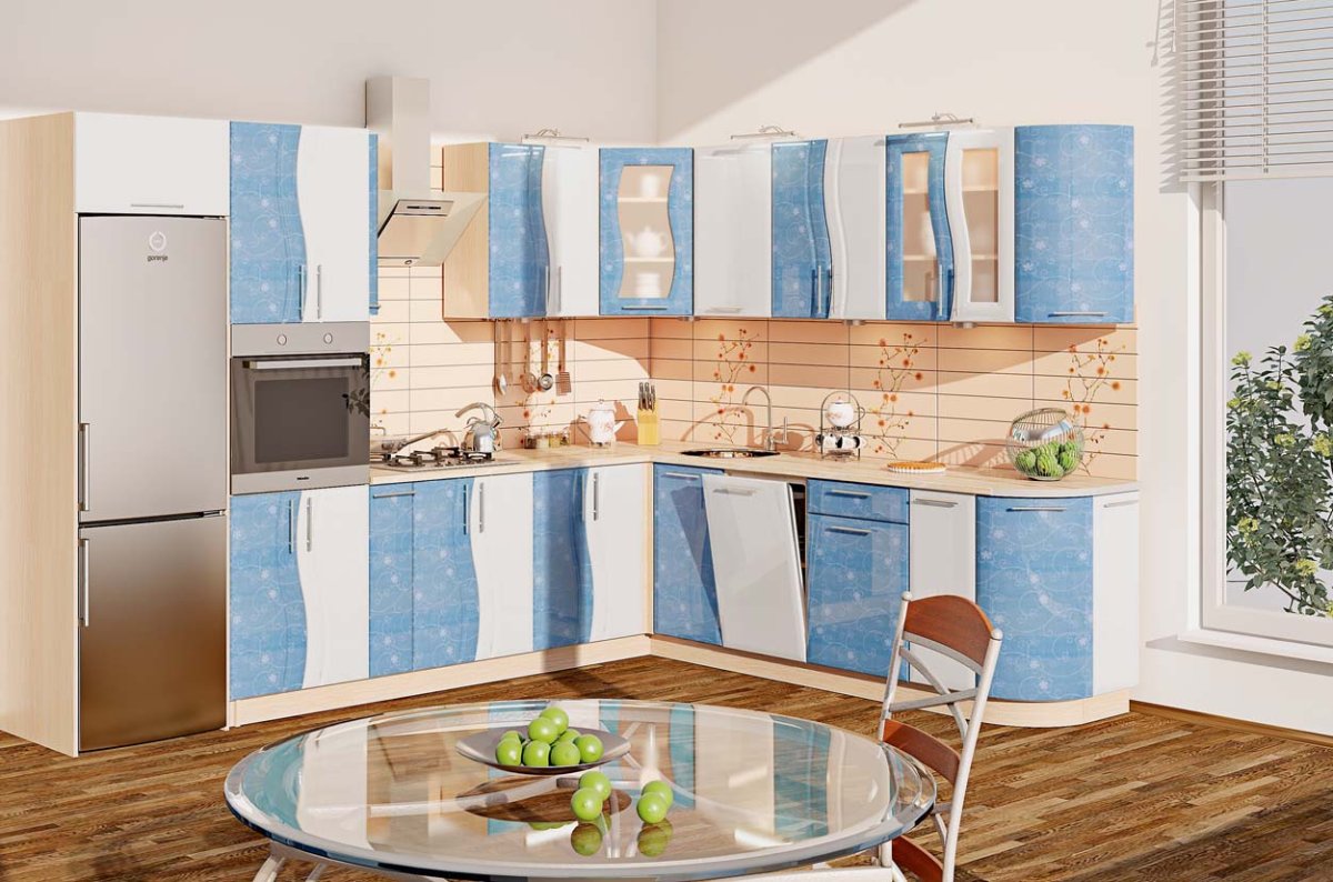 Голубой кухонный гарнитур