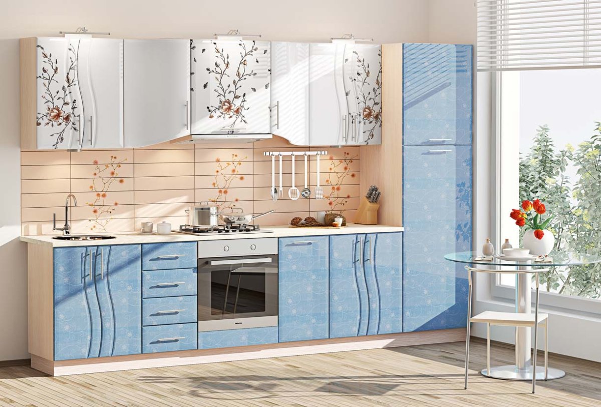 Кухня с комбинированными фасадами