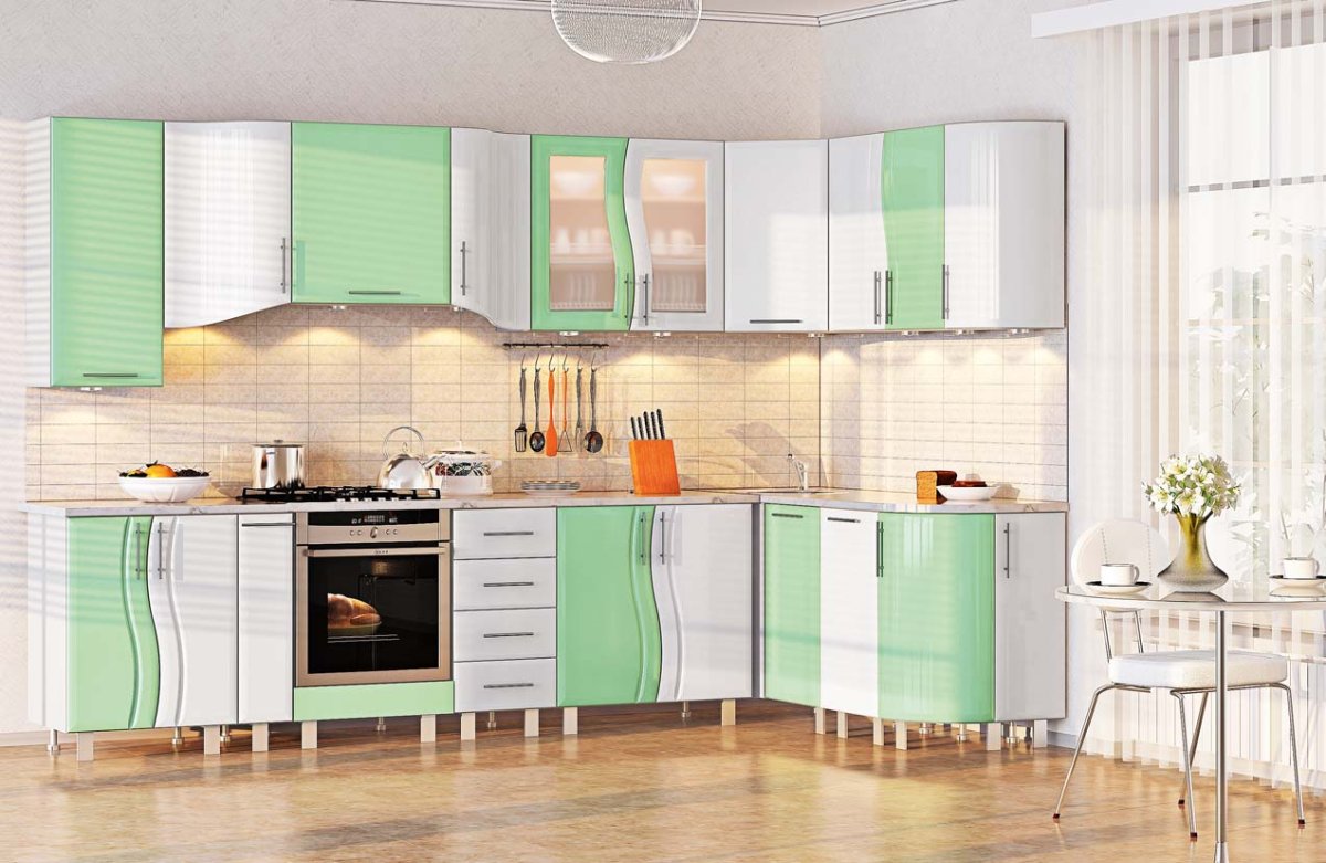 Синий кухонный гарнитур прямой