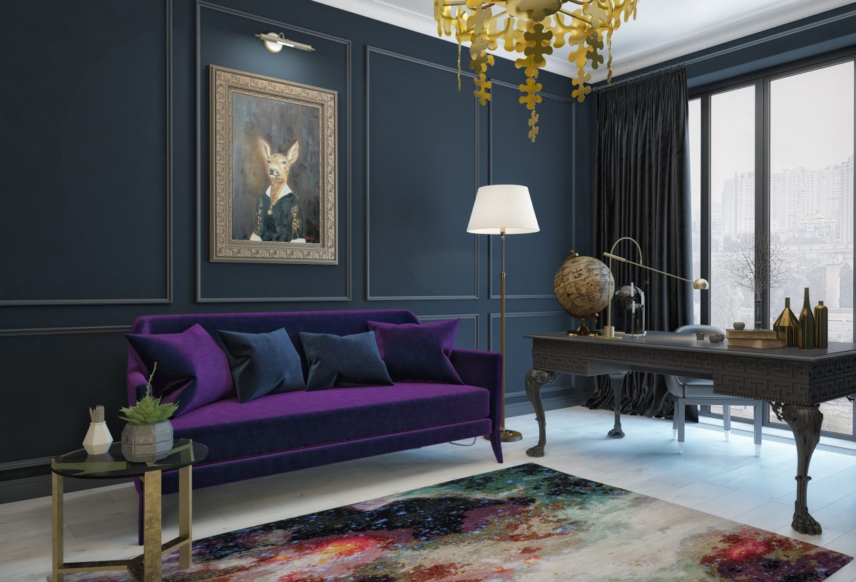 Темно фиолетовый в интерьере