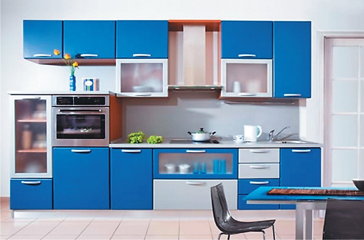 Синяя кухонная мебель