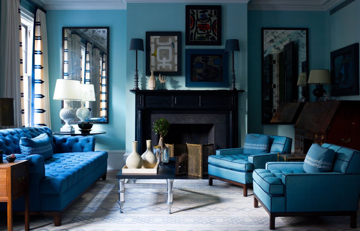 Диваны темно синего цвета в интерьере