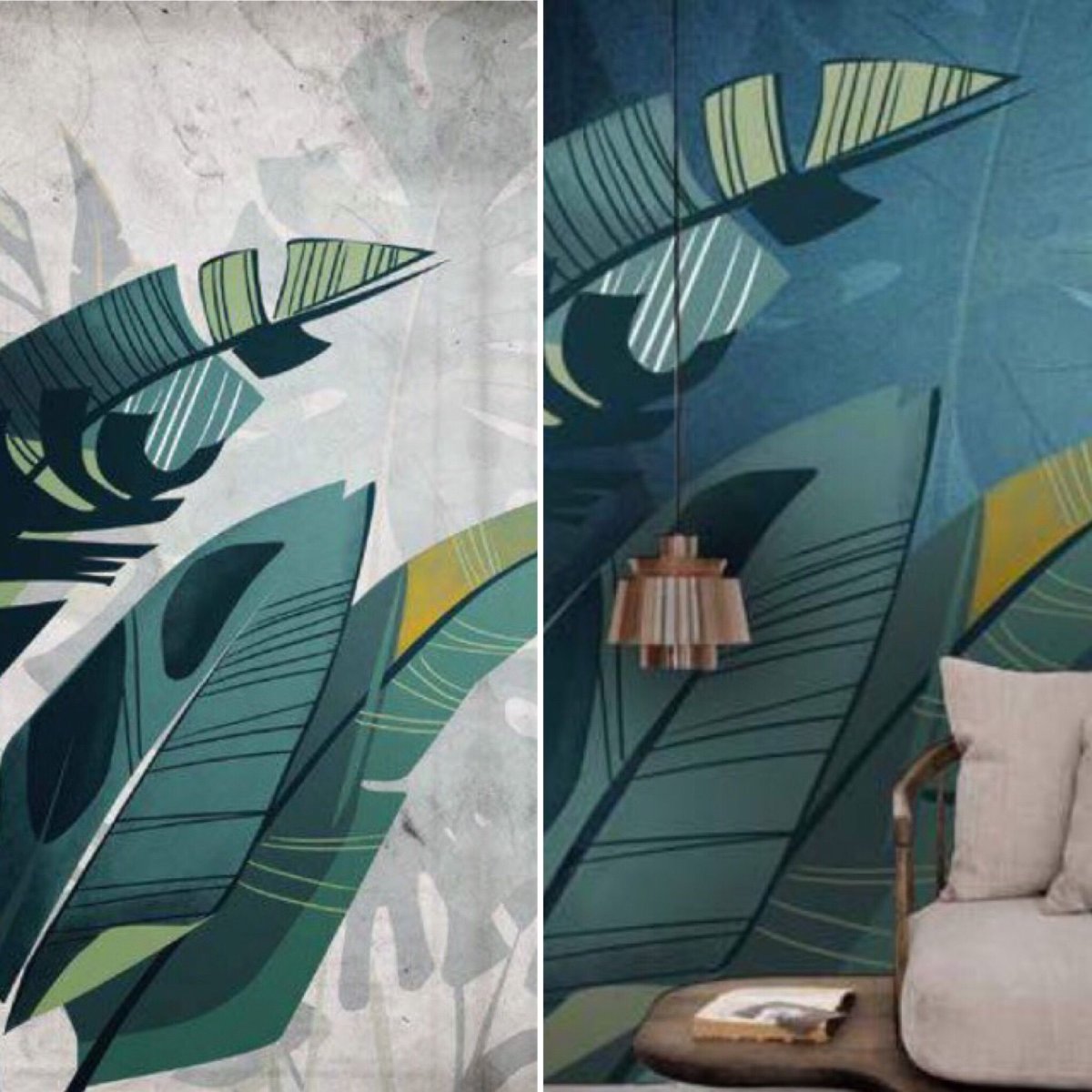 Абстрактная роспись стен в интерьере