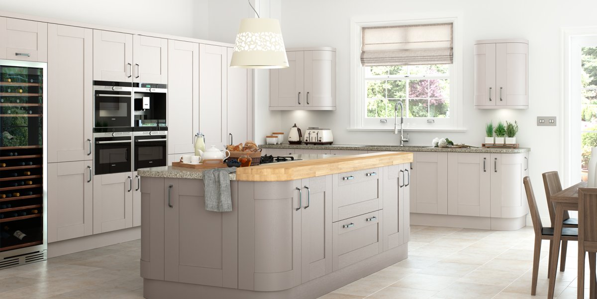 Красивые большие современные кухни в цвете кашемир