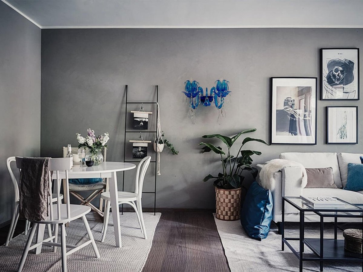 Серый и белый цвет в интерьере