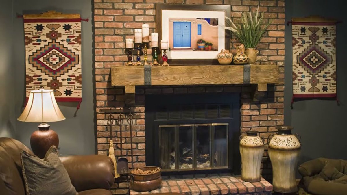 Кухня с плитой под камин