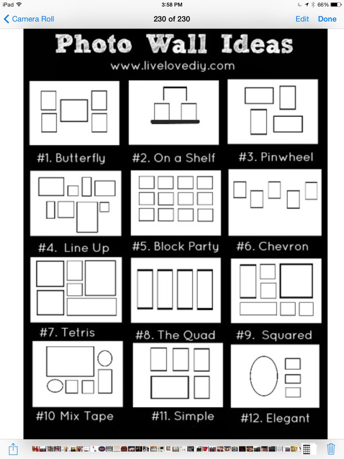 Схема размещения картин на стене