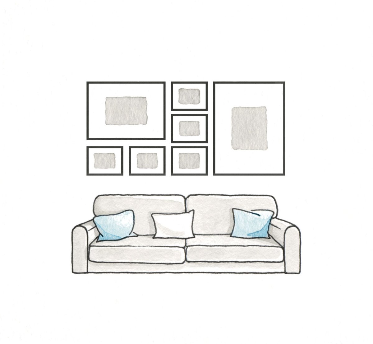 Раскладка постеров на стене с размерами