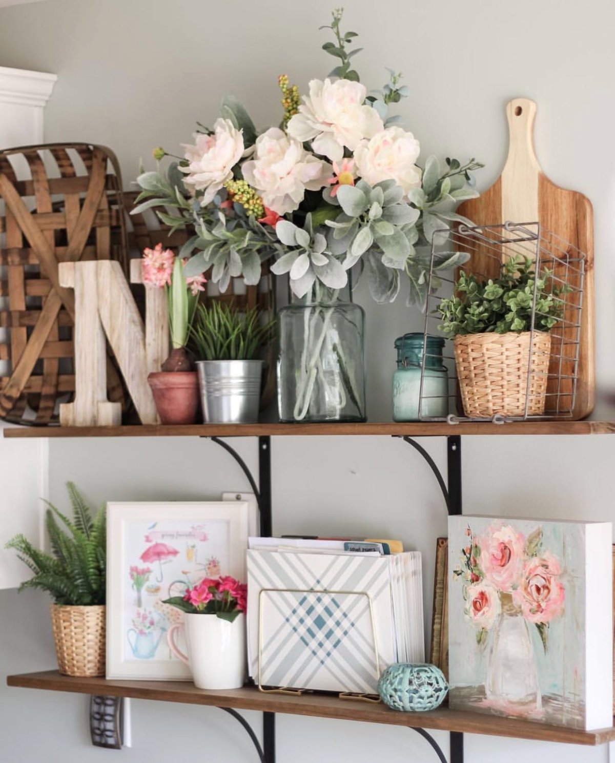 Комнатные растения на полках