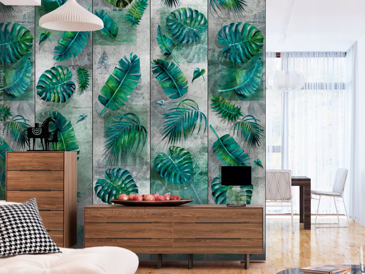 Лист монстеры акварель