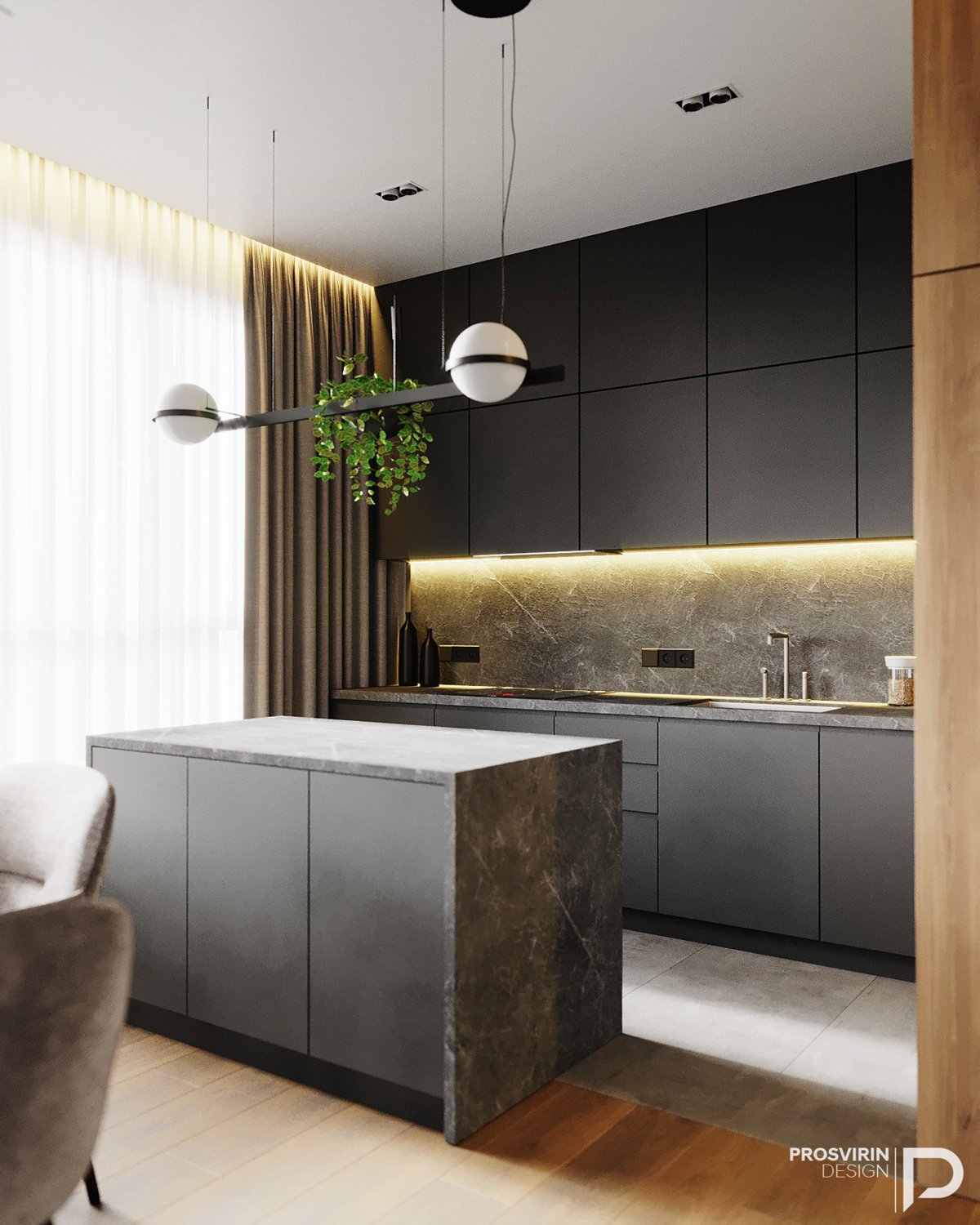 Кухня в стиле лофт бетон