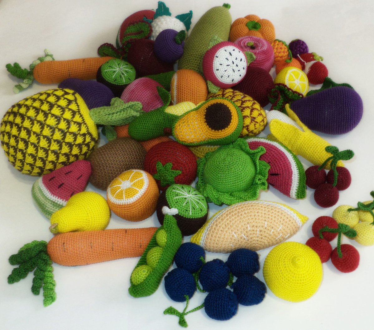 Вязаные овощи и фрукты