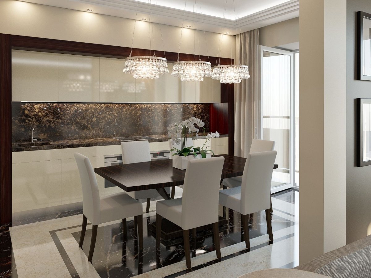 Кухня гостиная ар деко