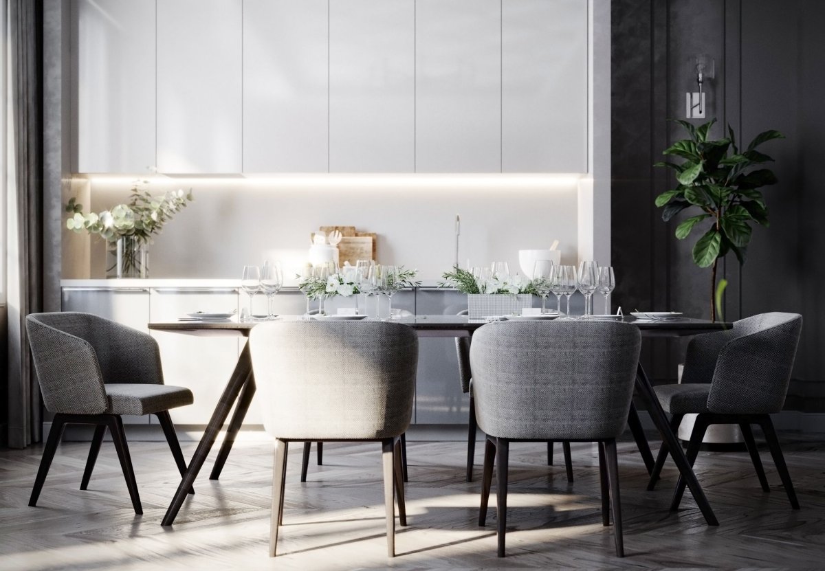Кухня столовая в серых тонах