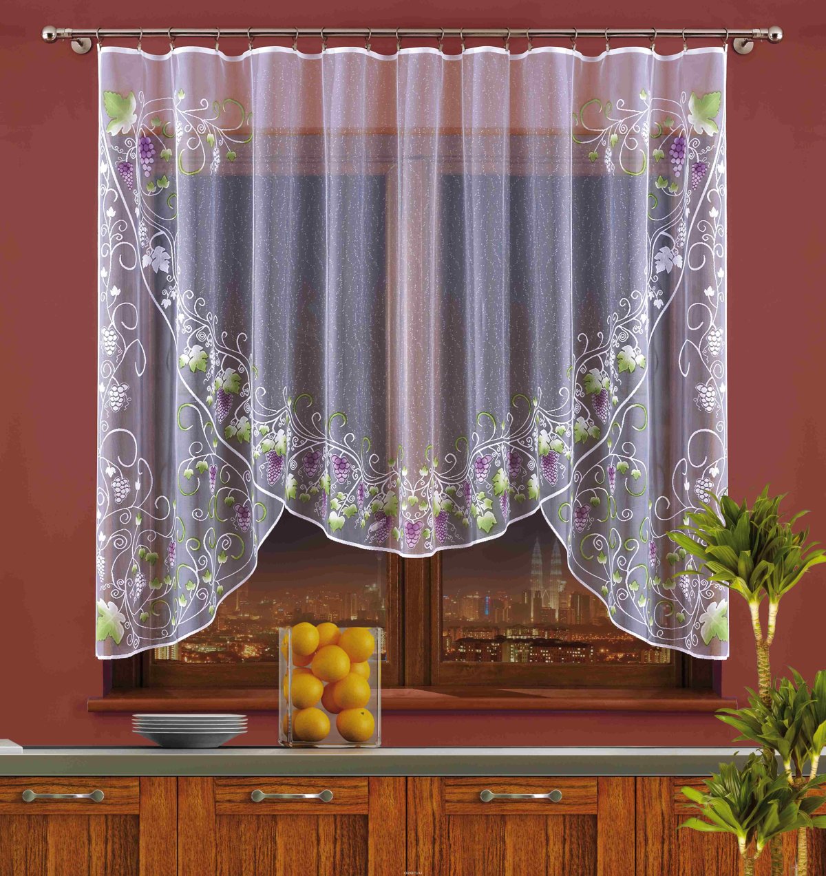 Тюль на кухню на одну сторону