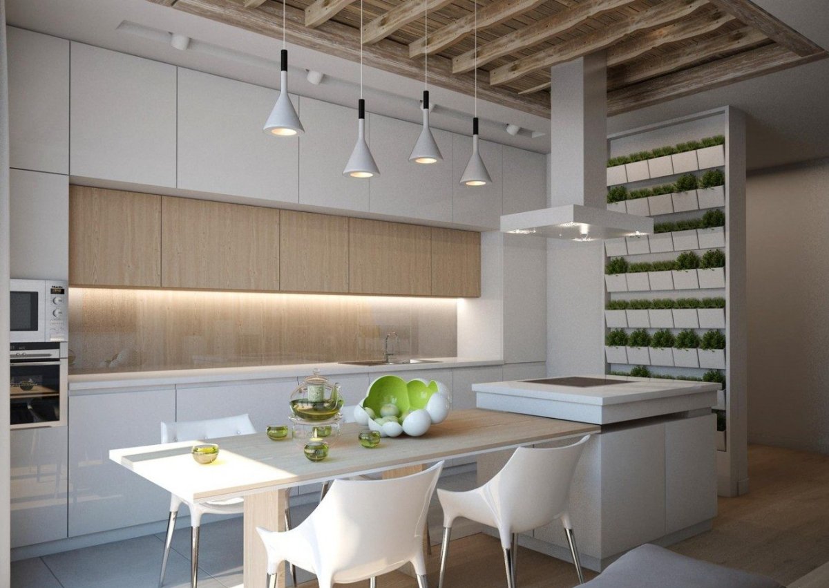 Белая кухня в стиле Минимализм