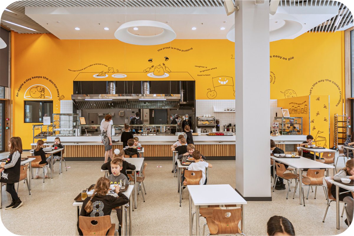 Интерьер школьной столовой плитка