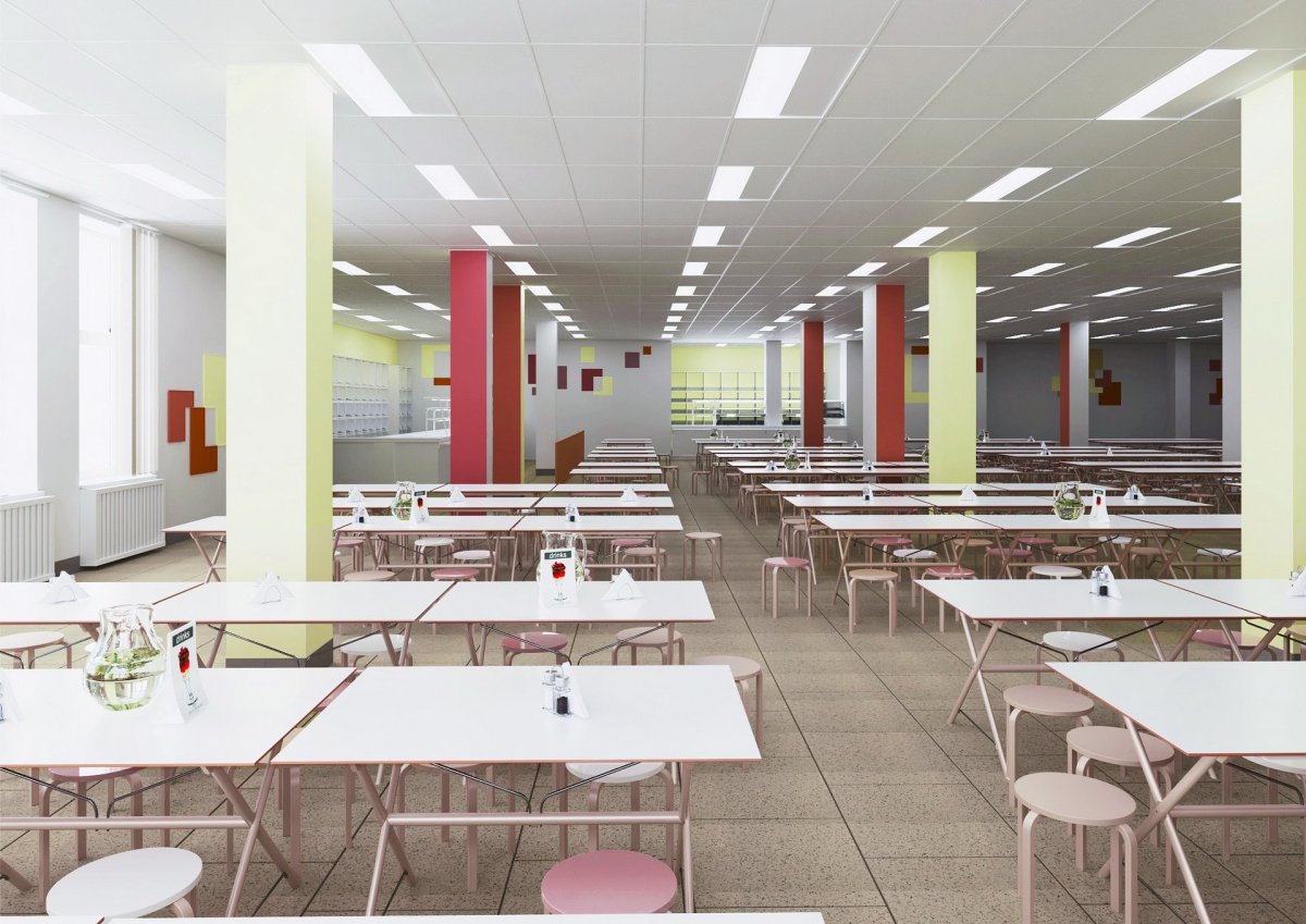 Обеденный зал школьной столовой