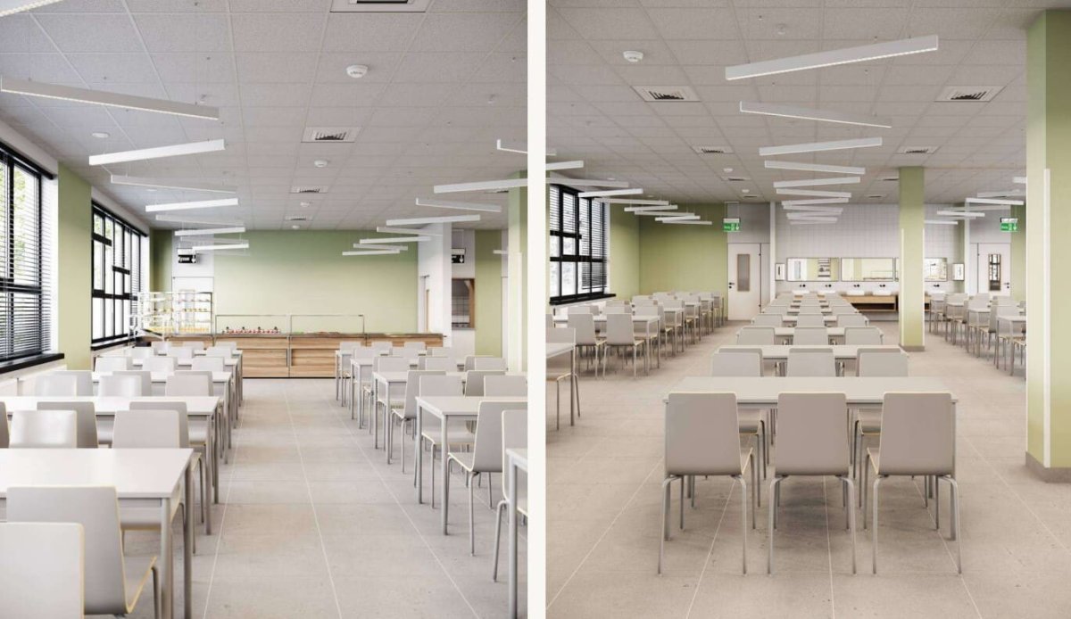 Интерьер школьной столовой