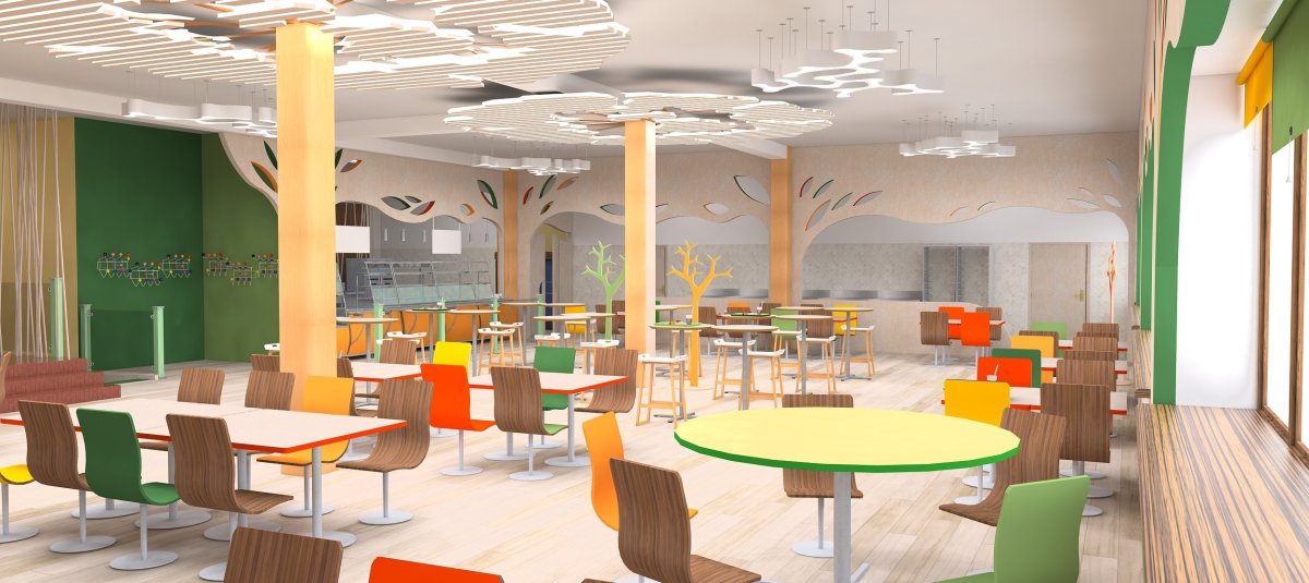 Пятна мозайка стены столовая школы