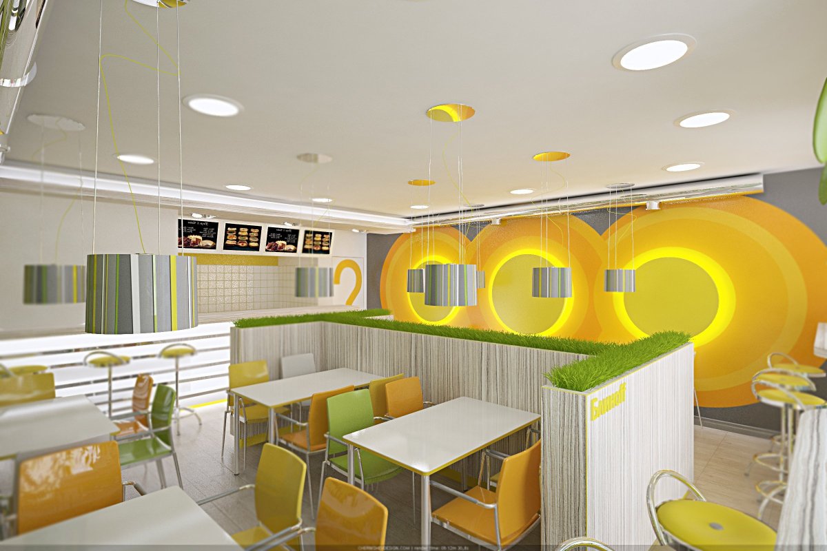 Интерьер школы с зеленой зоной