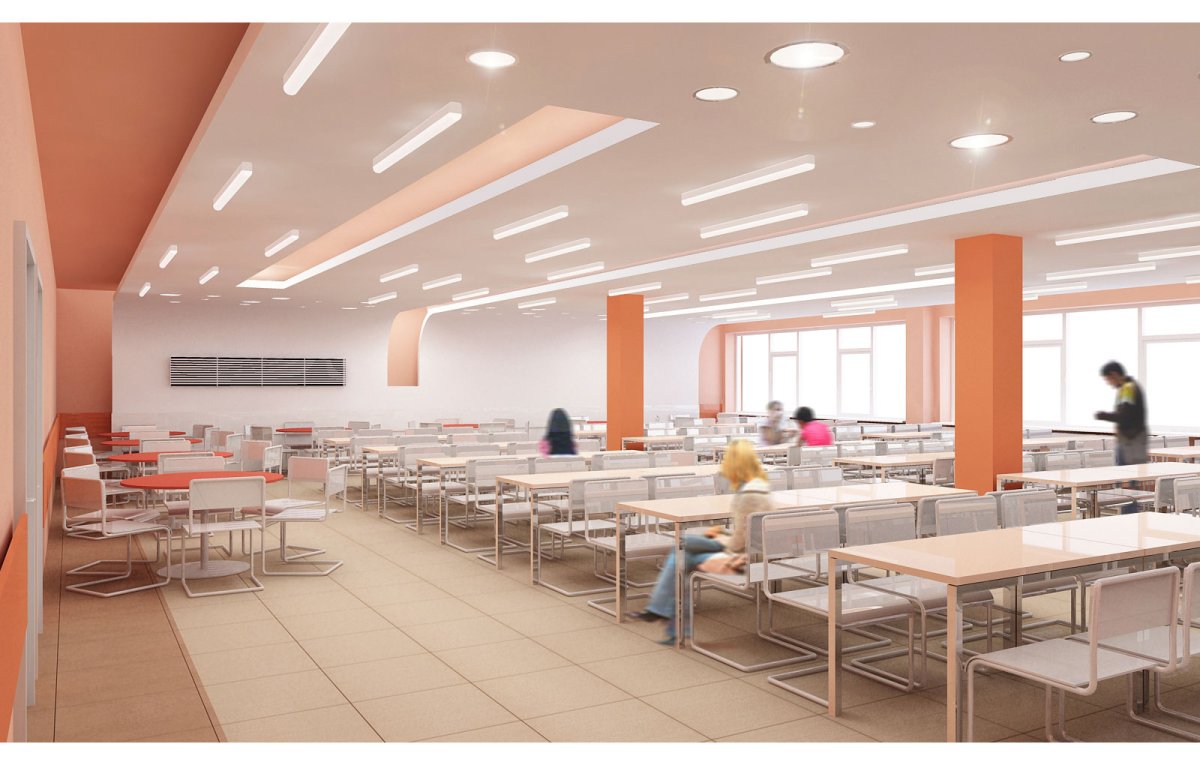 Интерьер школьной столовой