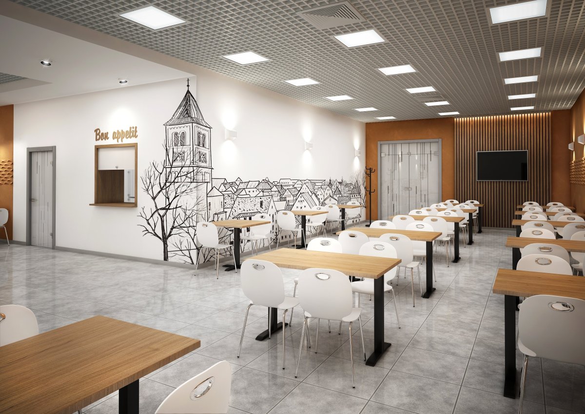 Интерьер столовой общественного питания