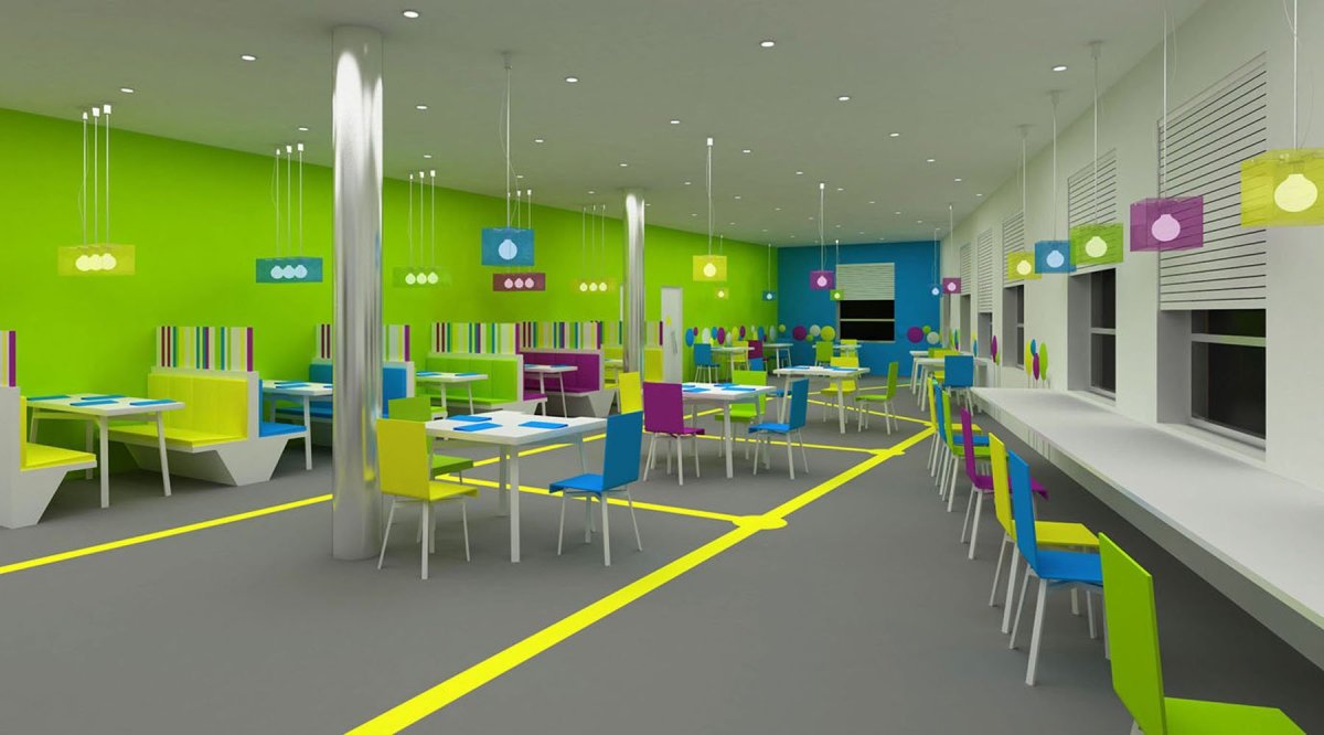 Интерьер школьной столовой